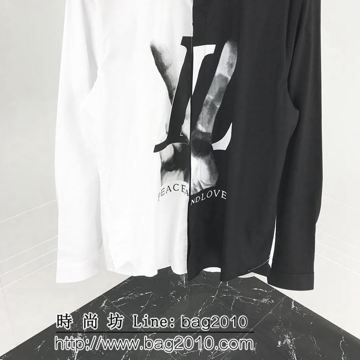 LV路易威登 18FW秋冬新款 黑白陰陽定位 手指LOGO 襯衫 原版精梳棉混紡面料 上身完美 男女同款 ydi2579